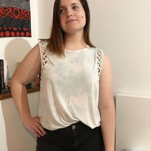 blue tie dye muscle tee